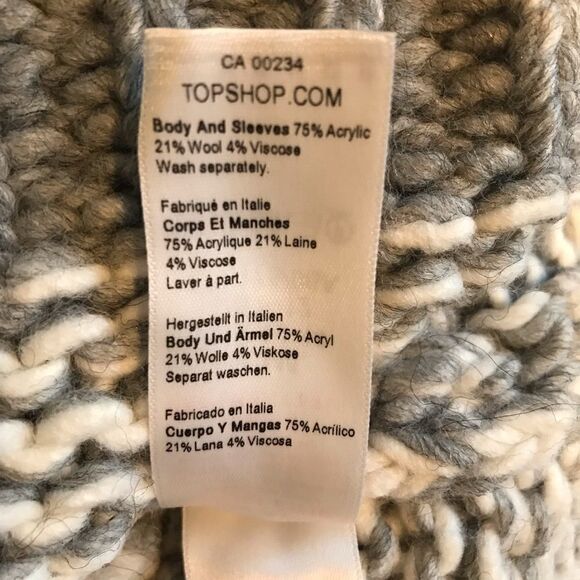 TOPSHOP chunky knit oversized sweater Cream grey. Crew neck Acrylic wool NEW! - Picture 3 of 7